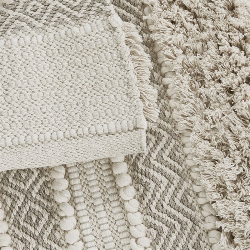 Pemberly Row Cotton and Polyester Handwoven Bath Rug in Natural
