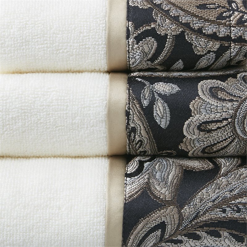 Pemberly Row Contemporary 6-Piece Cotton Jacquard Towel Set in Black