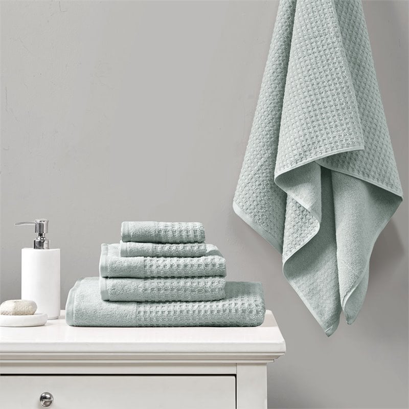Pemberly Row Spa 6-Piece 100 Percent Cotton Towel Set in Aqua Blue