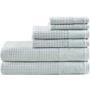 Pemberly Row Spa 6-Piece 100 Percent Cotton Towel Set in Aqua Blue