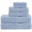Pemberly Row Organic 6-Piece 100 Percent Cotton Towel Set in Blue