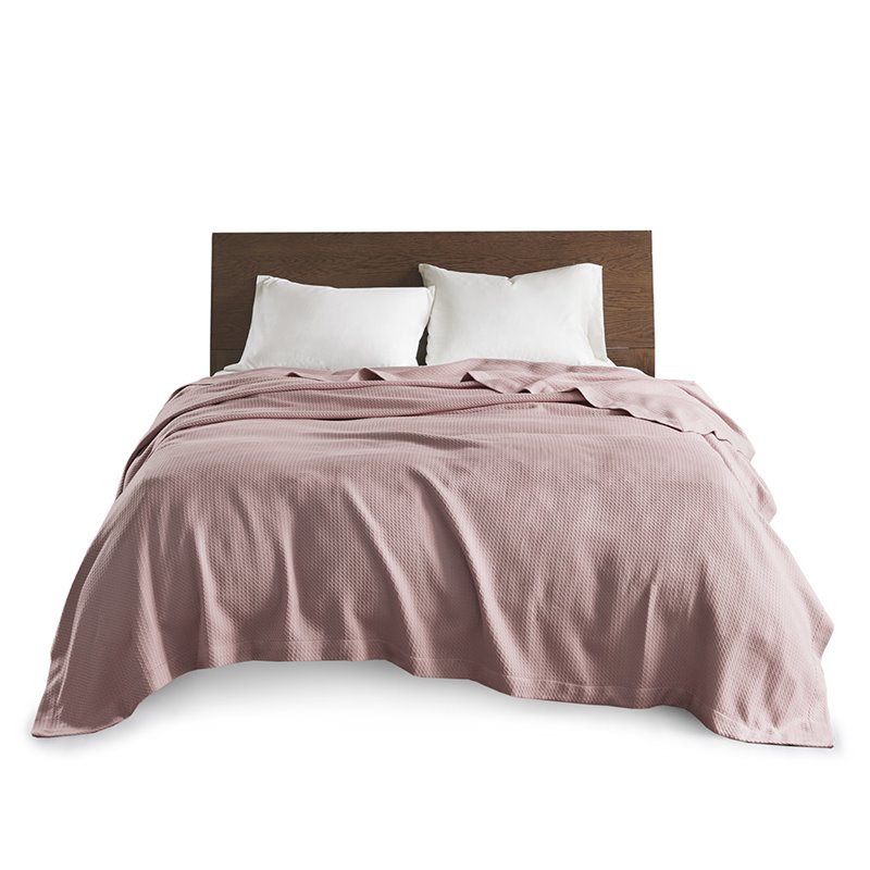 Pemberly Row 100 Percent Egyptian Cotton Solid Blanket in Rose Pink