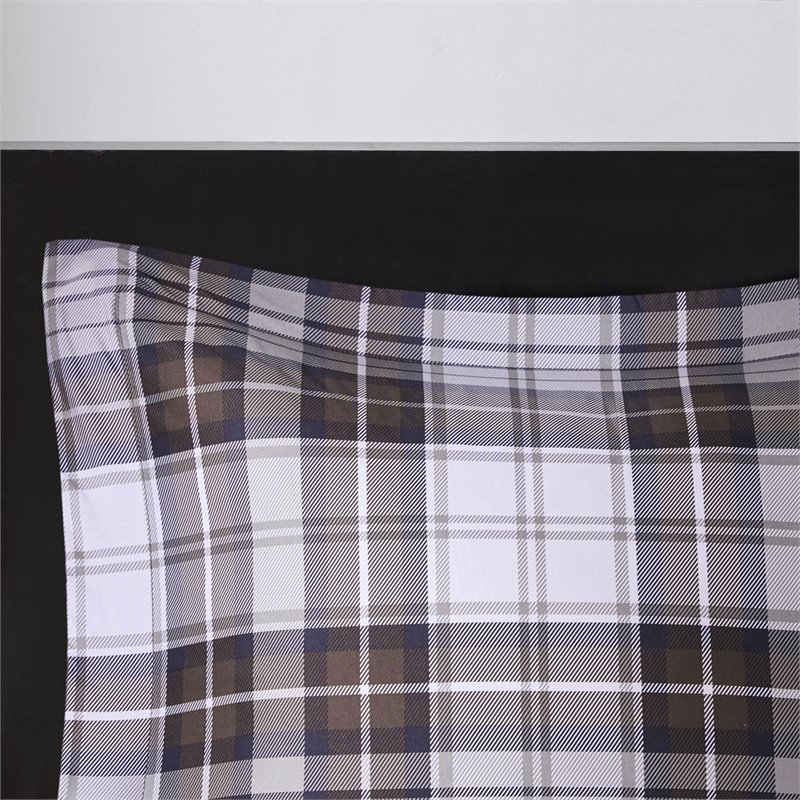 Pemberly Row Polyester Print Microfiber Comforter Mini Set in Brown