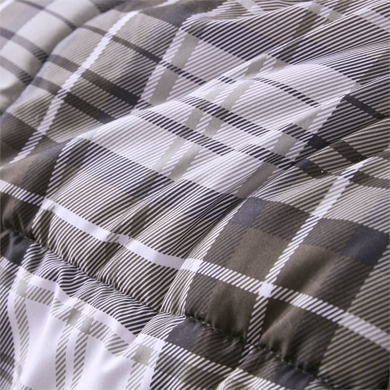 Pemberly Row Polyester Print Microfiber Comforter Mini Set in Brown