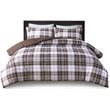 Pemberly Row Polyester Print Microfiber Comforter Mini Set in Brown