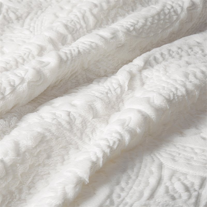 Pemberly Row Polyester Long Fur to Mink Comforter Set in Ivory