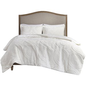 Pemberly Row Polyester Long Fur to Mink Comforter Set in Ivory