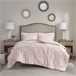 Pemberly Row Polyester Long Fur to Mink Comforter Set in Blush Pink