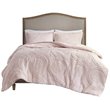 Pemberly Row Polyester Long Fur to Mink Comforter Set in Blush Pink