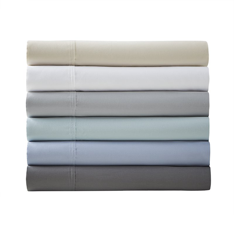 Pemberly Row Contemporary Cotton Polyester Solid Sheet Set in Ivory