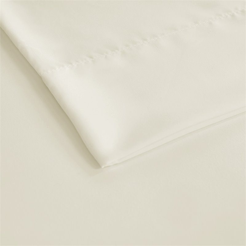 Pemberly Row Contemporary Smart Cool Microfiber Sheet Set in Ivory
