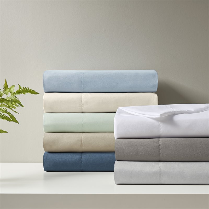 Pemberly Row Contemporary Smart Cool Microfiber Sheet Set in Ivory