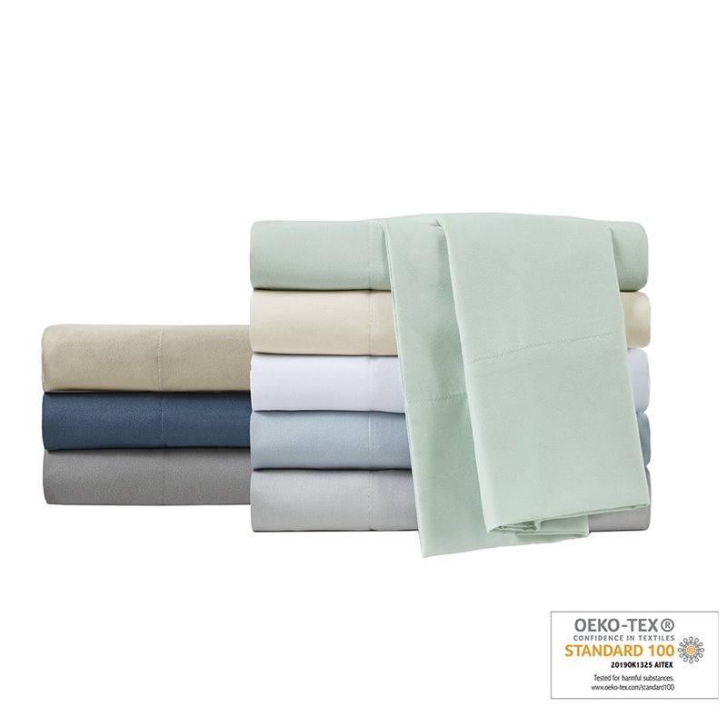 Pemberly Row Contemporary Smart Cool Microfiber Sheet Set in Ivory