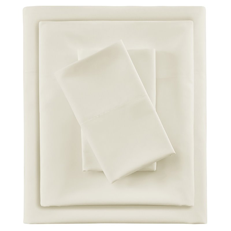 Pemberly Row Contemporary Smart Cool Microfiber Sheet Set in Ivory