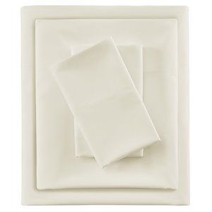 Pemberly Row Contemporary Smart Cool Microfiber Sheet Set in Ivory