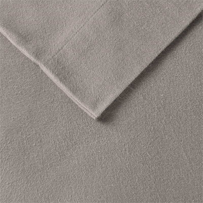 Pemberly Row Contemporary Cotton Flannel Sheet Set in Gray Solid