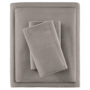 Pemberly Row Contemporary Cotton Flannel Sheet Set in Gray Solid