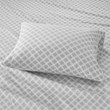 Pemberly Row Contemporary Cotton Flannel Printed Sheet Set in Gray Geo