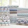 Pemberly Row Contemporary Cotton Flannel Printed Sheet Set in Gray Geo