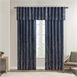 Pemberly Row Transitional Faux Silk Embroidered Window Valance in Navy