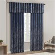 Pemberly Row Transitional Faux Silk Embroidered Window Valance in Navy