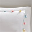 Pemberly Row Contemporary Polyester Brushed Comforter Set with Tassle in White