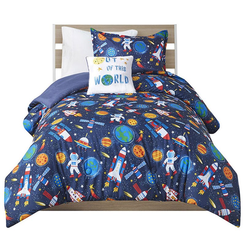 Pemberly Row Contemporary 100 Percent Polyester Printed Comforter Set in Multi