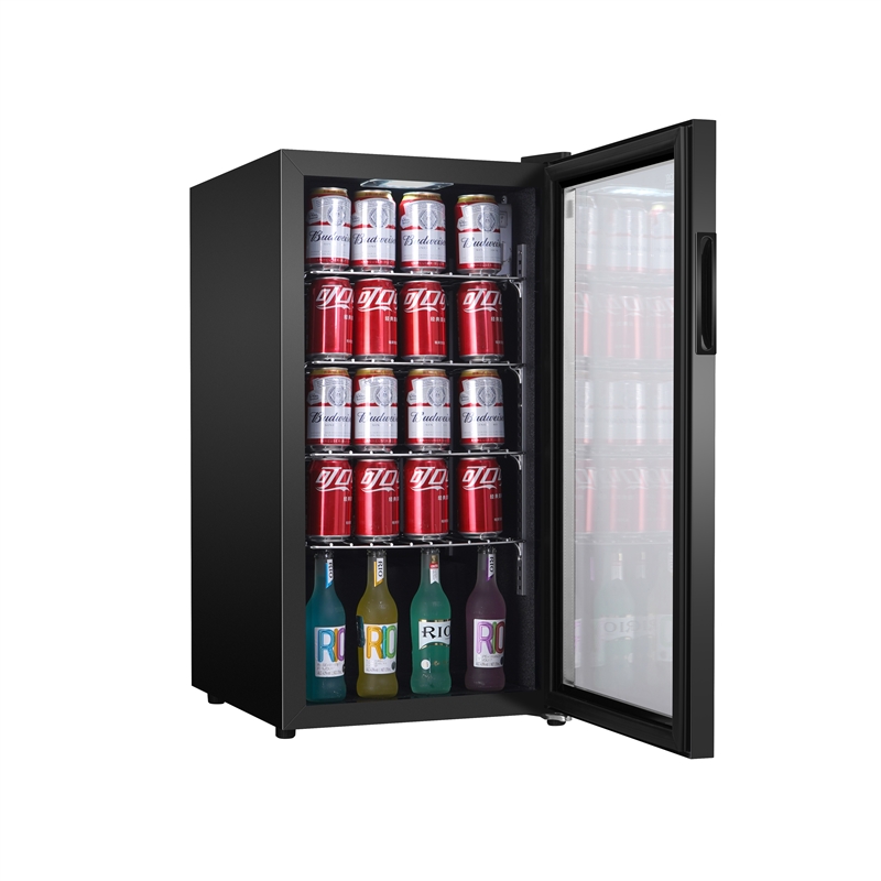 Pemberly Row Contemporary Can/Beverage Refrigerator in Black