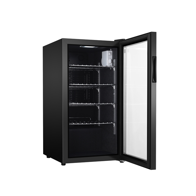 Pemberly Row Contemporary Can/Beverage Refrigerator in Black
