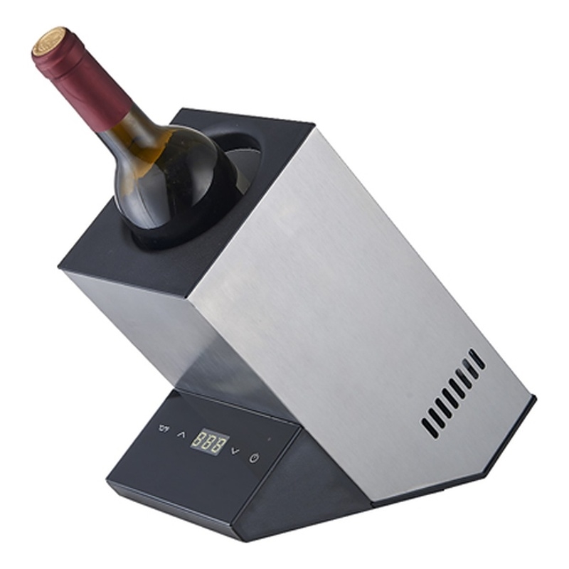 Pemberly Row Contemporary Single Bottle Chiller in Stainless Steel