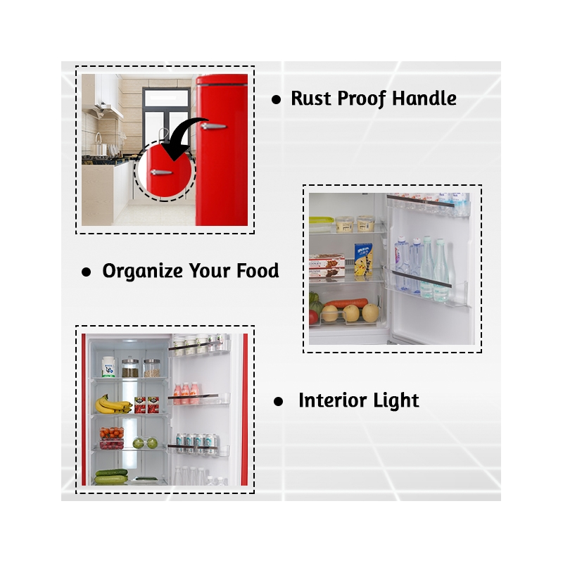 Pemberly Row 24 in. 11 cu. ft. Classic Retro Single Door Refrigerator in Red