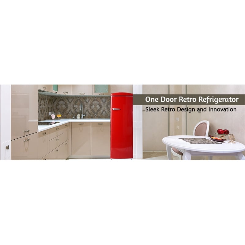 Pemberly Row 24 in. 11 cu. ft. Classic Retro Single Door Refrigerator in Black