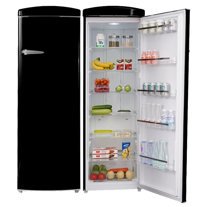 Pemberly Row 24 in. 11 cu. ft. Classic Retro Single Door Refrigerator in Black