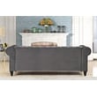Pemberly Row 3 Piece Button Tufted Velvet Fabric Modern Sofa Set -Gray