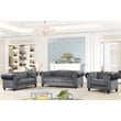Pemberly Row 3 Piece Button Tufted Velvet Fabric Modern Sofa Set -Gray