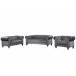 Pemberly Row 3 Piece Button Tufted Velvet Fabric Modern Sofa Set -Gray