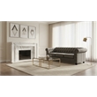 Pemberly Row Chesterfield Button Tufted Velvet Fabric Living Room Sofa in Gray