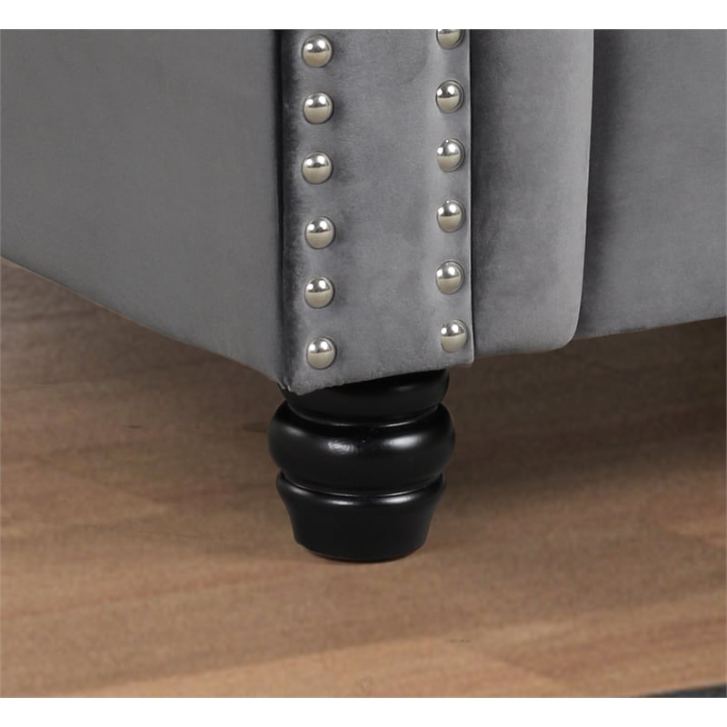 Pemberly Row Sofa Loveseat Armchair Velvet Fabric Living room couches Set-Gray