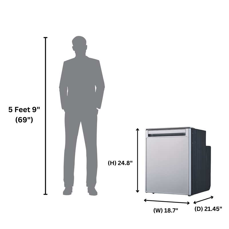 Pemberly Row 12V/DC Mini-Fridge Freezer 2.8cf Silver for RV BOAT OFF-GRID