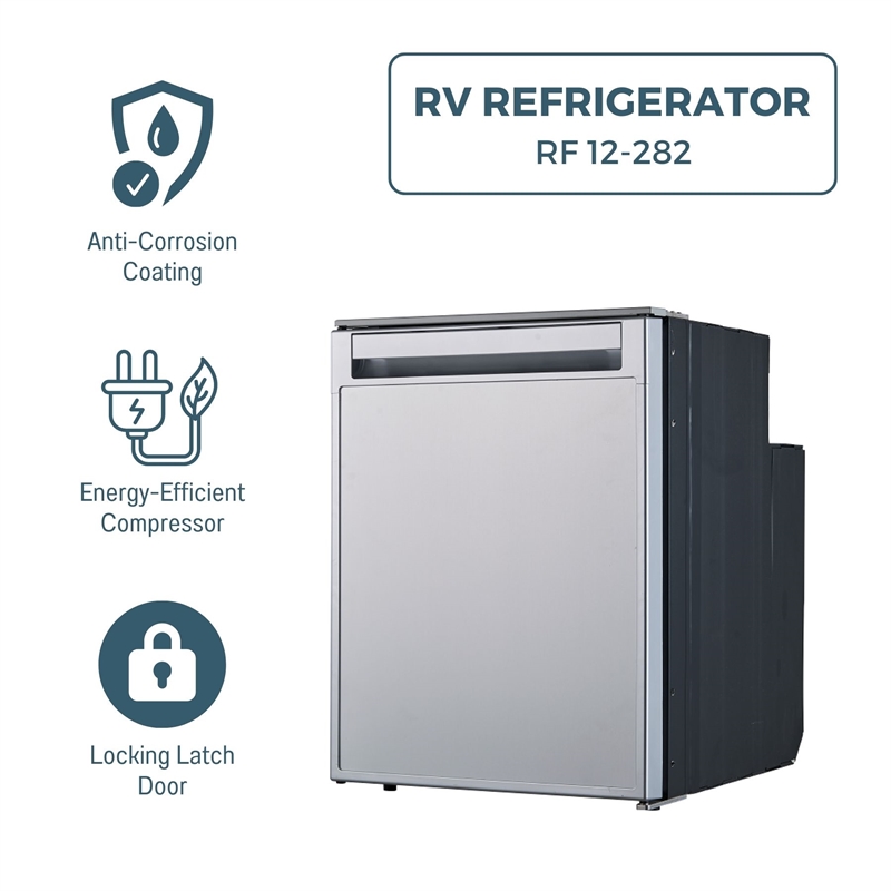 Pemberly Row 12V/DC Mini-Fridge Freezer 2.8cf Silver for RV BOAT OFF-GRID