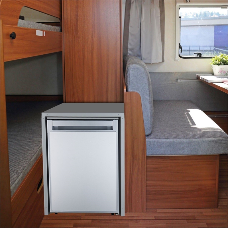 Pemberly Row 12V/DC Mini-Fridge Freezer 2.8cf Silver for RV BOAT OFF-GRID