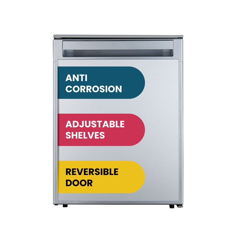 Pemberly Row 12V/DC Mini-Fridge Freezer 2.8cf Silver for RV BOAT OFF-GRID