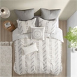 Pemberly Row 3-Piece Contemporary Cotton Jacquard Duvet Cover Set in Ivory