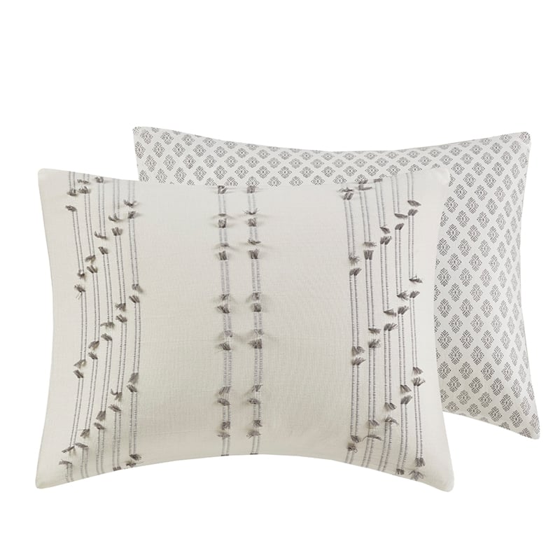Pemberly Row 3-Piece Contemporary Cotton Jacquard Duvet Cover Set in Ivory