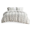 Pemberly Row 3-Piece Contemporary Cotton Jacquard Duvet Cover Set in Ivory