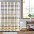 Pemberly Row Cotton Stripe Printed Shower Curtain with Tassel in Gray/Yellow