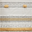 Pemberly Row Cotton Stripe Printed Shower Curtain with Tassel in Gray/Yellow