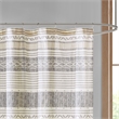 Pemberly Row Cotton Stripe Printed Shower Curtain with Tassel in Gray/Yellow