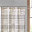 Pemberly Row Cotton Stripe Printed Shower Curtain with Tassel in Gray/Yellow