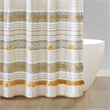Pemberly Row Cotton Stripe Printed Shower Curtain with Tassel in Gray/Yellow